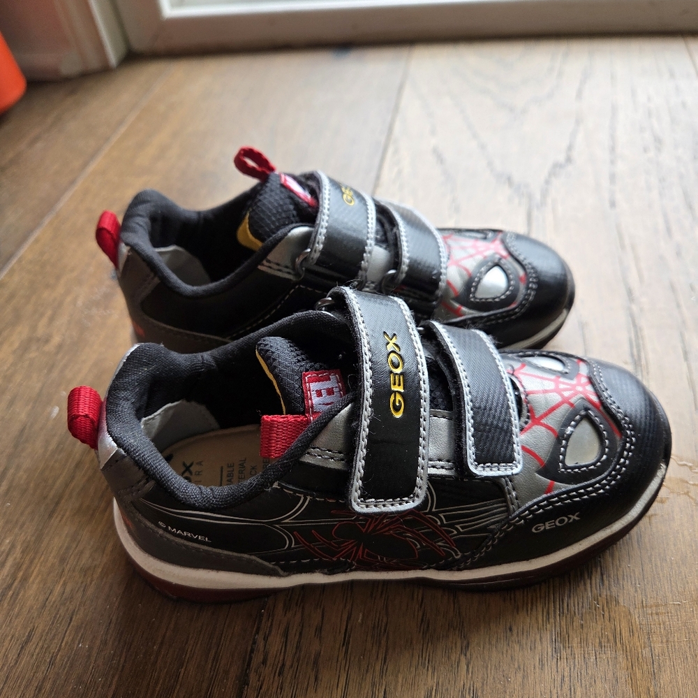 Geox Black and Red Sneakers with Velcro Straps